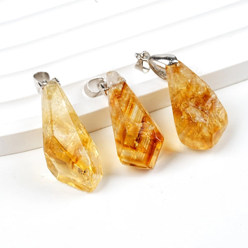 Citrine Cluster Pendant Necklace, Leather Cord — product image 01