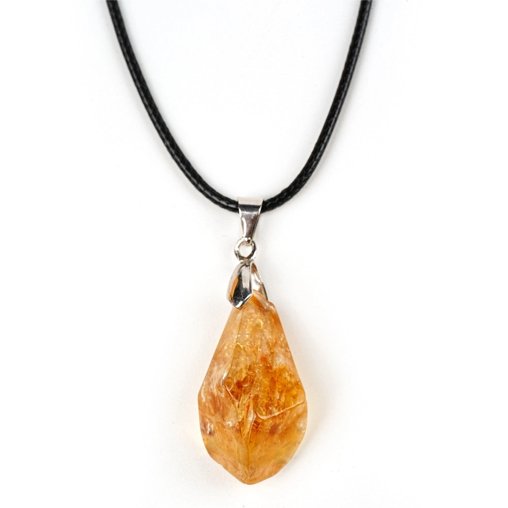 Citrine Cluster Pendant Necklace, Leather Cord — product image 02