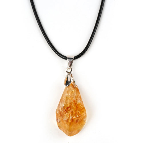 Citrine Cluster Pendant Necklace, Leather Cord — product image 02