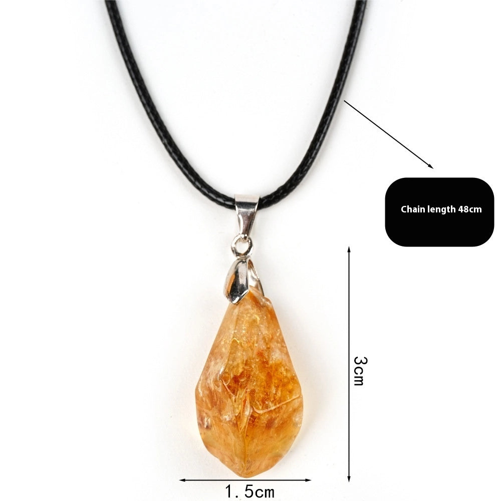 Citrine Cluster Pendant Necklace, Leather Cord — product image 03