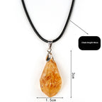Citrine Cluster Pendant Necklace, Leather Cord — product image 03
