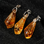 Citrine Cluster Pendant Necklace, Leather Cord — product image 05