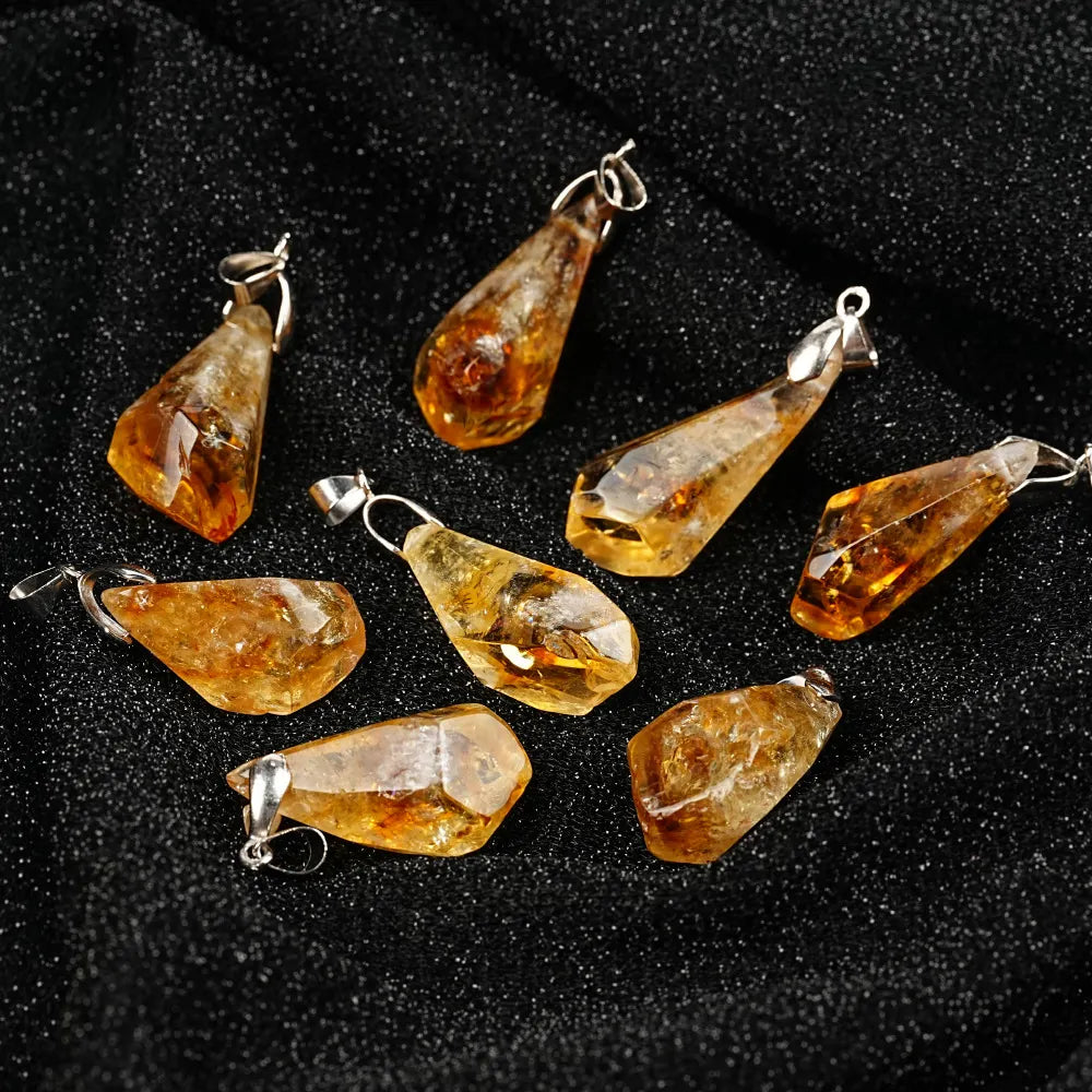 Citrine Cluster Pendant Necklace, Leather Cord — product image 06