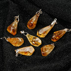Citrine Cluster Pendant Necklace, Leather Cord — product image 06
