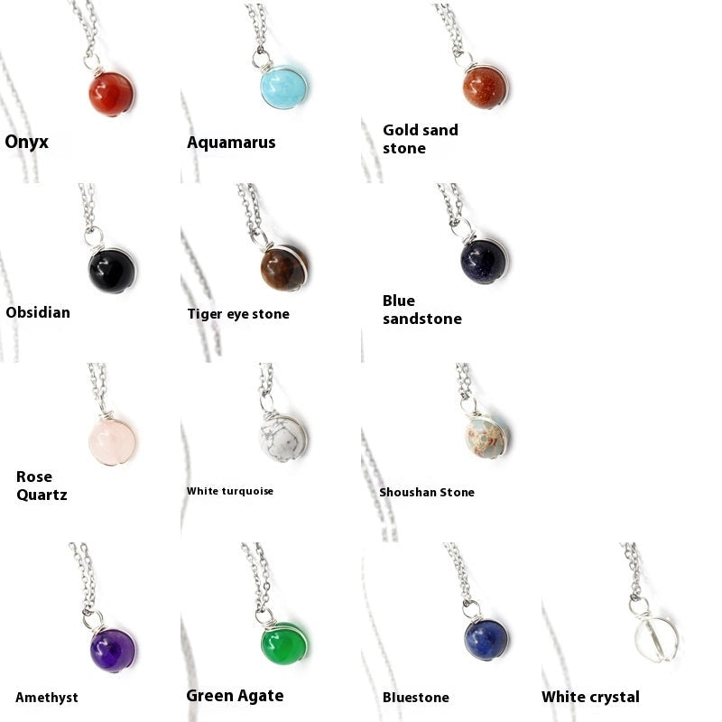 Crystal Orb Pendant Necklace, Multiple Stone Options — product image 04