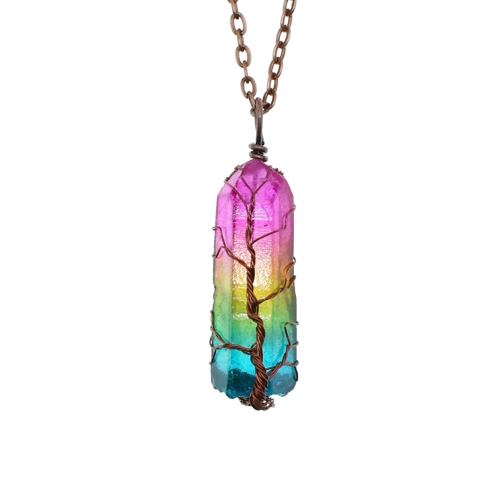Crystal Point Pendant Necklace, Colorful & Carnelian Styles — product image 01