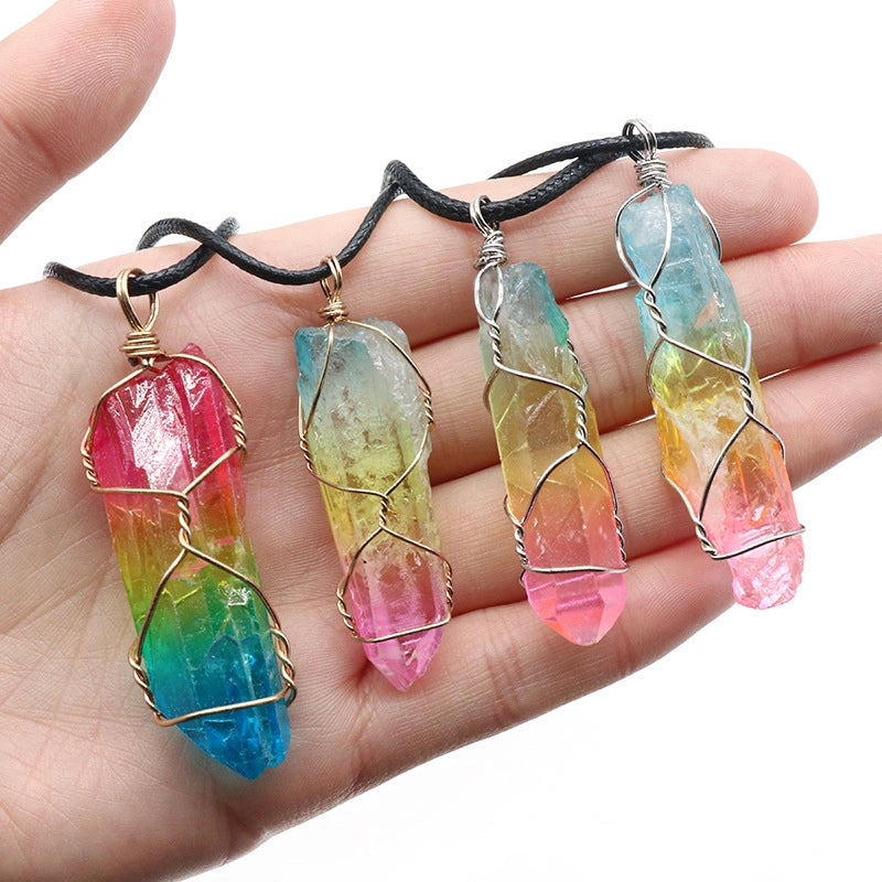 Crystal Point Pendant Necklace, Colorful & Carnelian Styles — product image 02