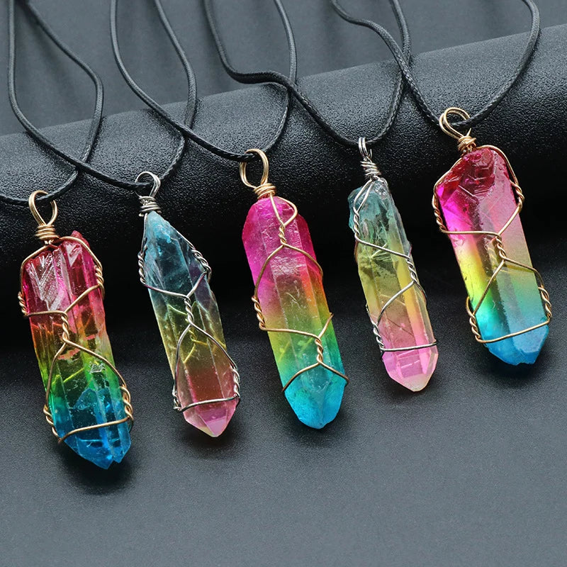 Crystal Point Pendant Necklace, Colorful & Carnelian Styles — product image 03