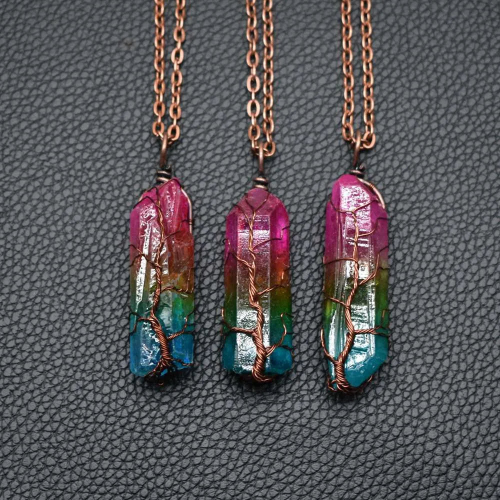 Crystal Point Pendant Necklace, Colorful & Carnelian Styles — product image 07