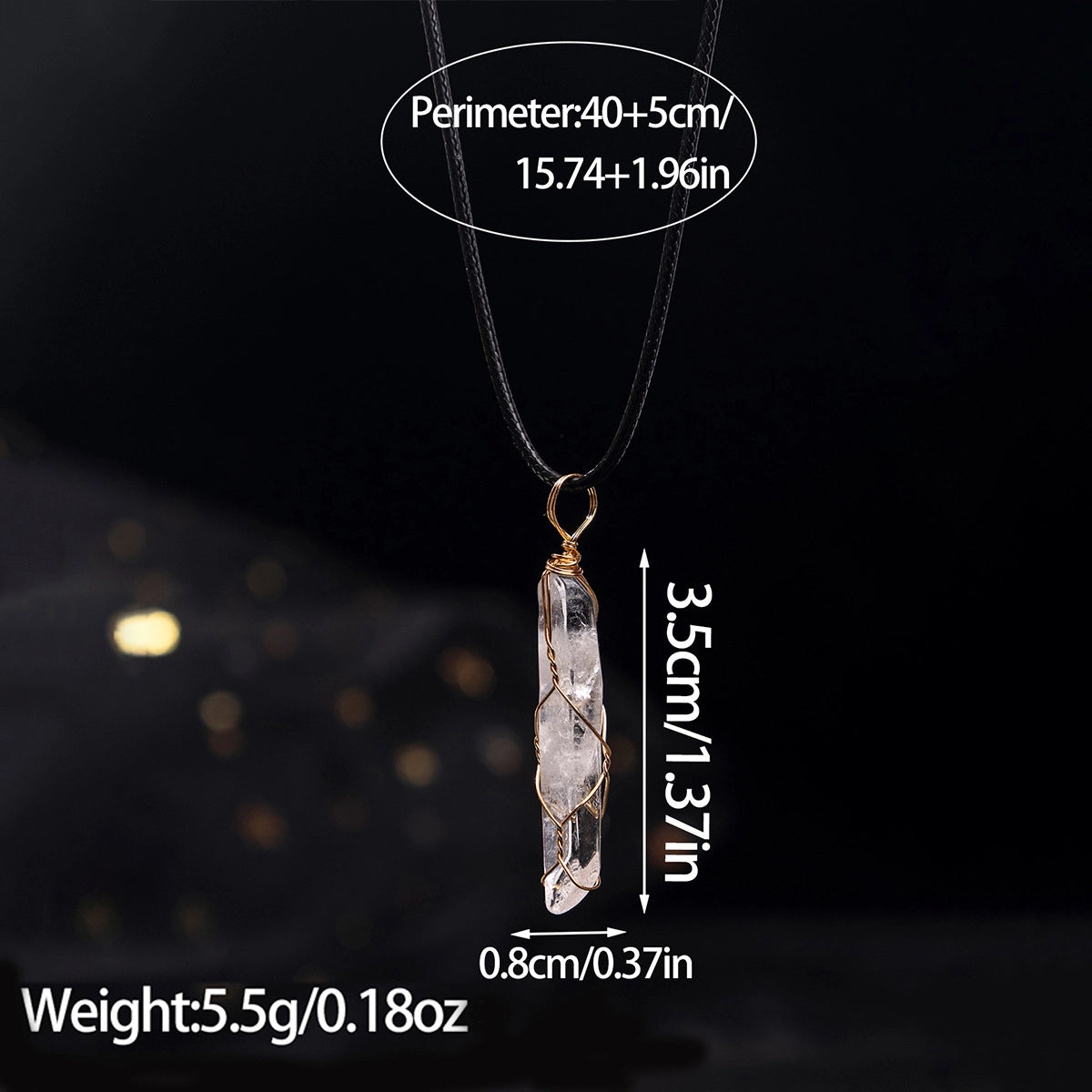 Freeform White Crystal Wire-Wrapped Necklace — product image 03