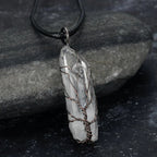 Irregular White Crystal Pendant Necklace, Antique Finish — product image 01