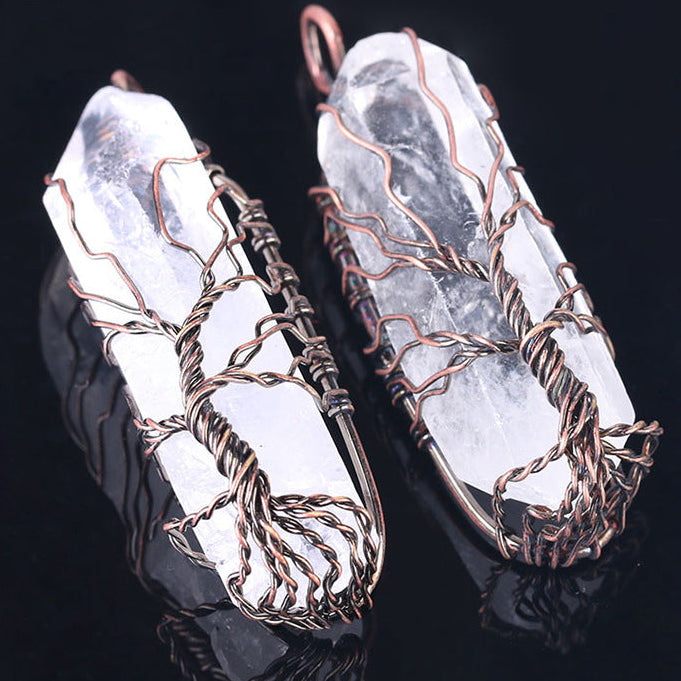 Irregular White Crystal Pendant Necklace, Antique Finish — product image 05