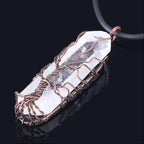 Irregular White Crystal Pendant Necklace, Antique Finish — product image 06