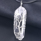 Irregular White Crystal Pendant Necklace, Antique Finish — product image 07