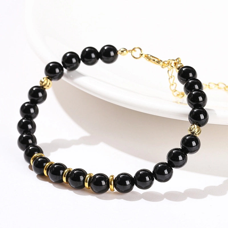 Natural Stone Bead Bracelet, 6mm Round Beads — product image 01