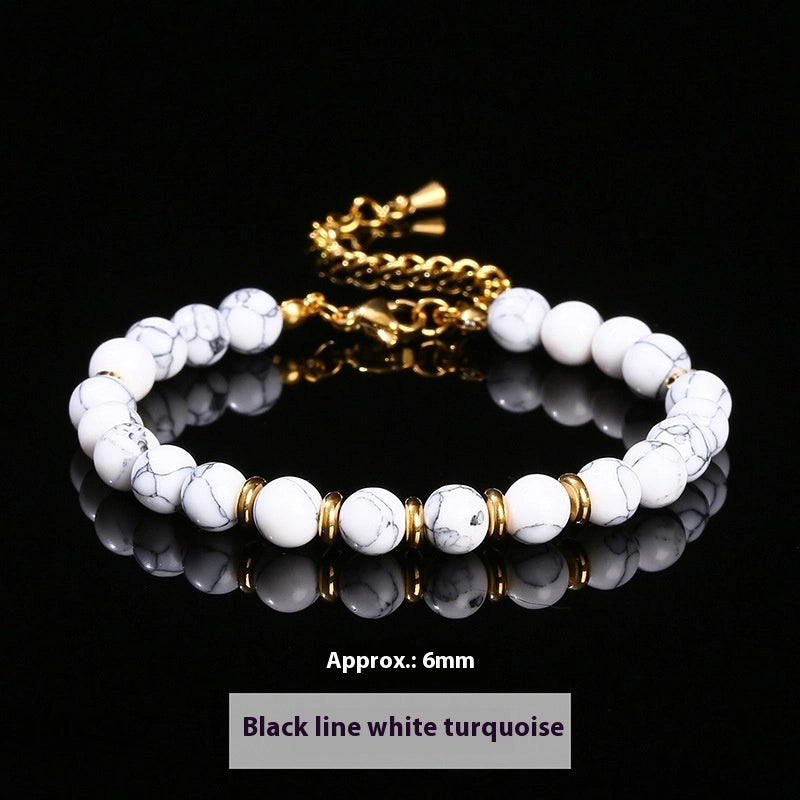 Natural Stone Bead Bracelet, 6mm Round Beads — product image 09