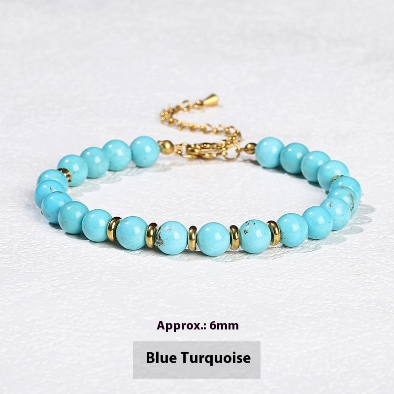 Natural Stone Bead Bracelet, 6mm Round Beads — product image 10
