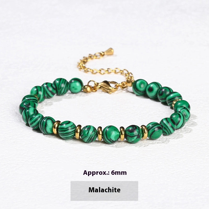 Natural Stone Bead Bracelet, 6mm Round Beads — product image 11