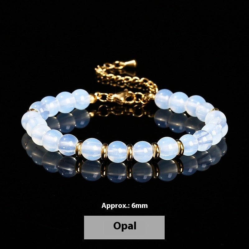 Natural Stone Bead Bracelet, 6mm Round Beads — product image 15