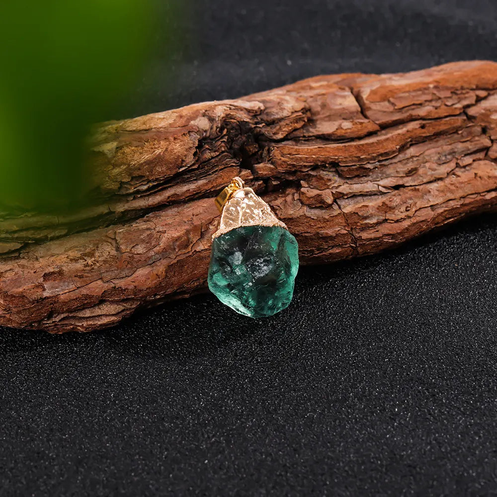 Water-Drop Fluorite Pendant Necklace, Gold-Tone Finish — product image 01