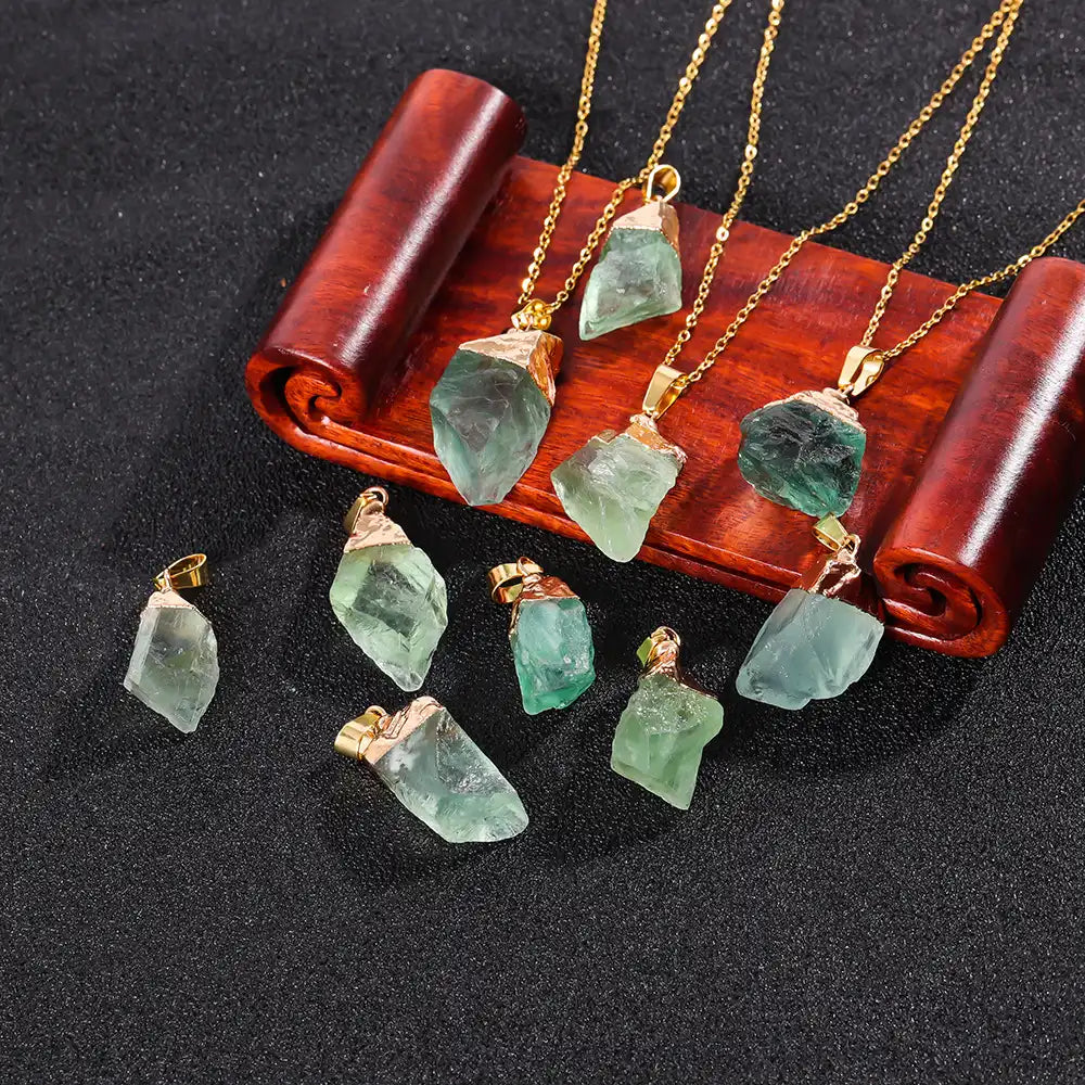 Water-Drop Fluorite Pendant Necklace, Gold-Tone Finish — product image 03